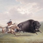 A buffalo hunt by George Catlin